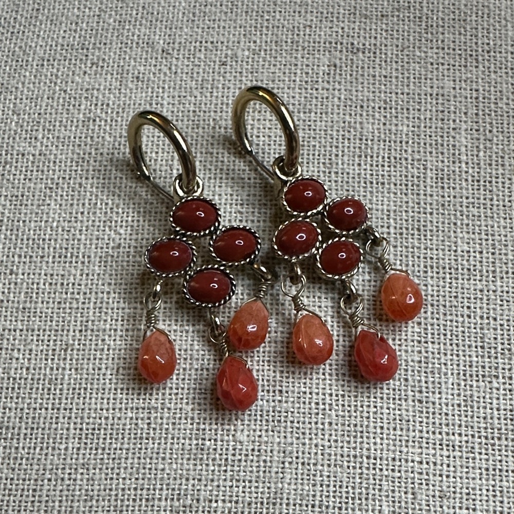 Monet Silver and Red Chandelier Earrings